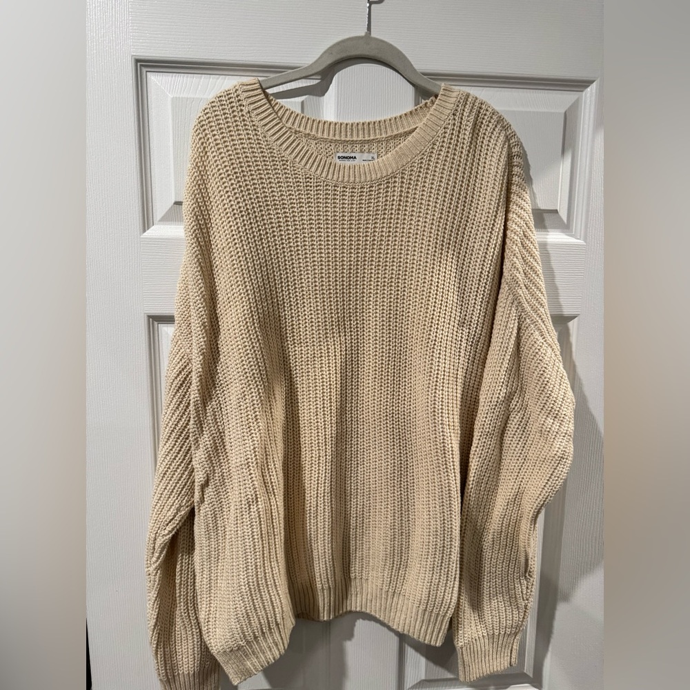 Sonoma Cream Textured Knit Pullover